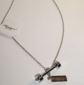 Meirenpeixi Zhijia Jewelry silver tone 18" chain link Weight Lifting Charms